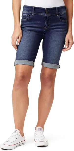 WallFlower Women's Ultra Denim Bermuda Shorts 9" Mid-Rise Insta Soft Juniors (Available in Plus Sizes)