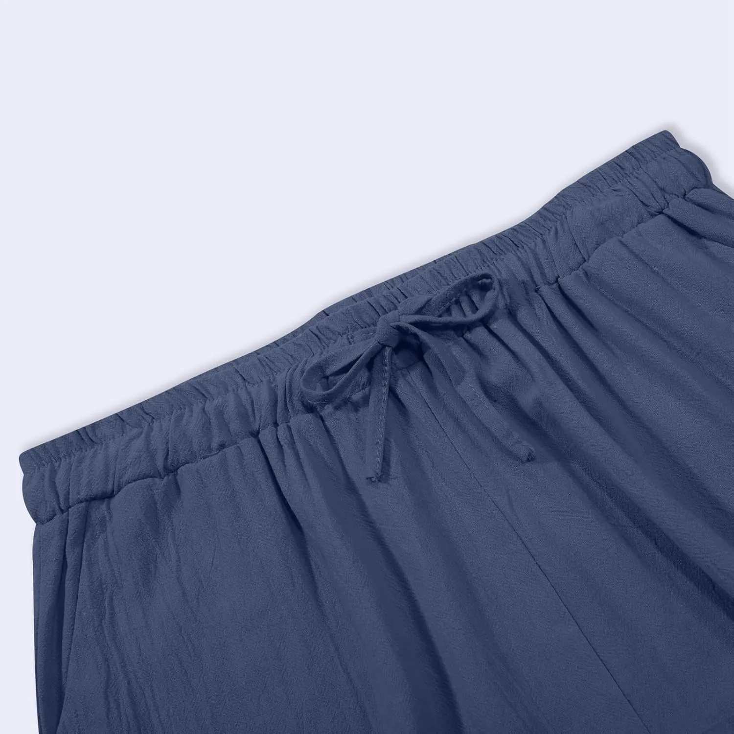 Wide Leg Cotton Linen Pants Women Summer Solid Lounge Trousers with Pockets Comfy Soft Loose Flowy Baggy Casual Pants