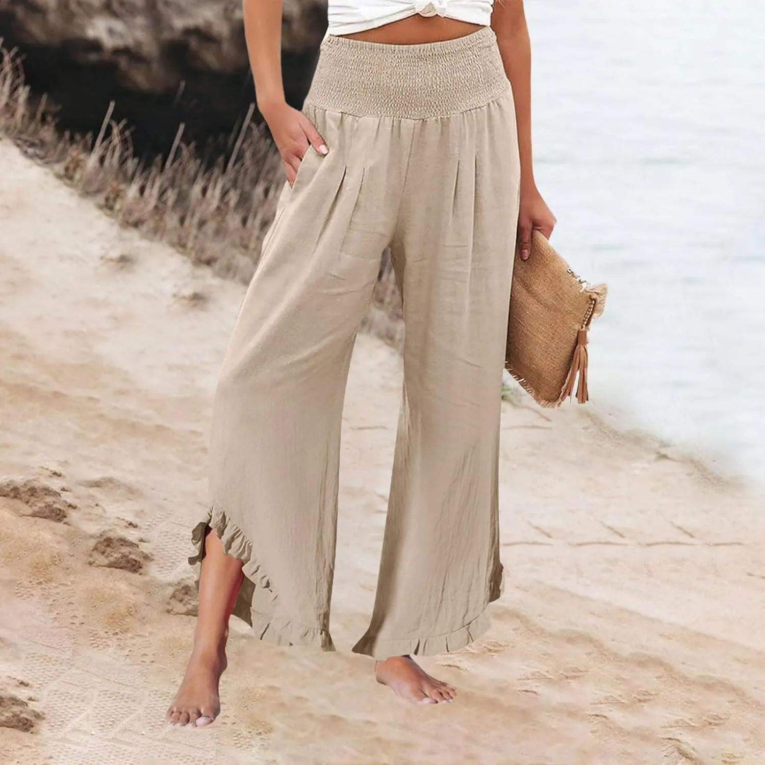 Wide Leg Pants for Women, Wide Leg High Waist Pants Summer Straight
