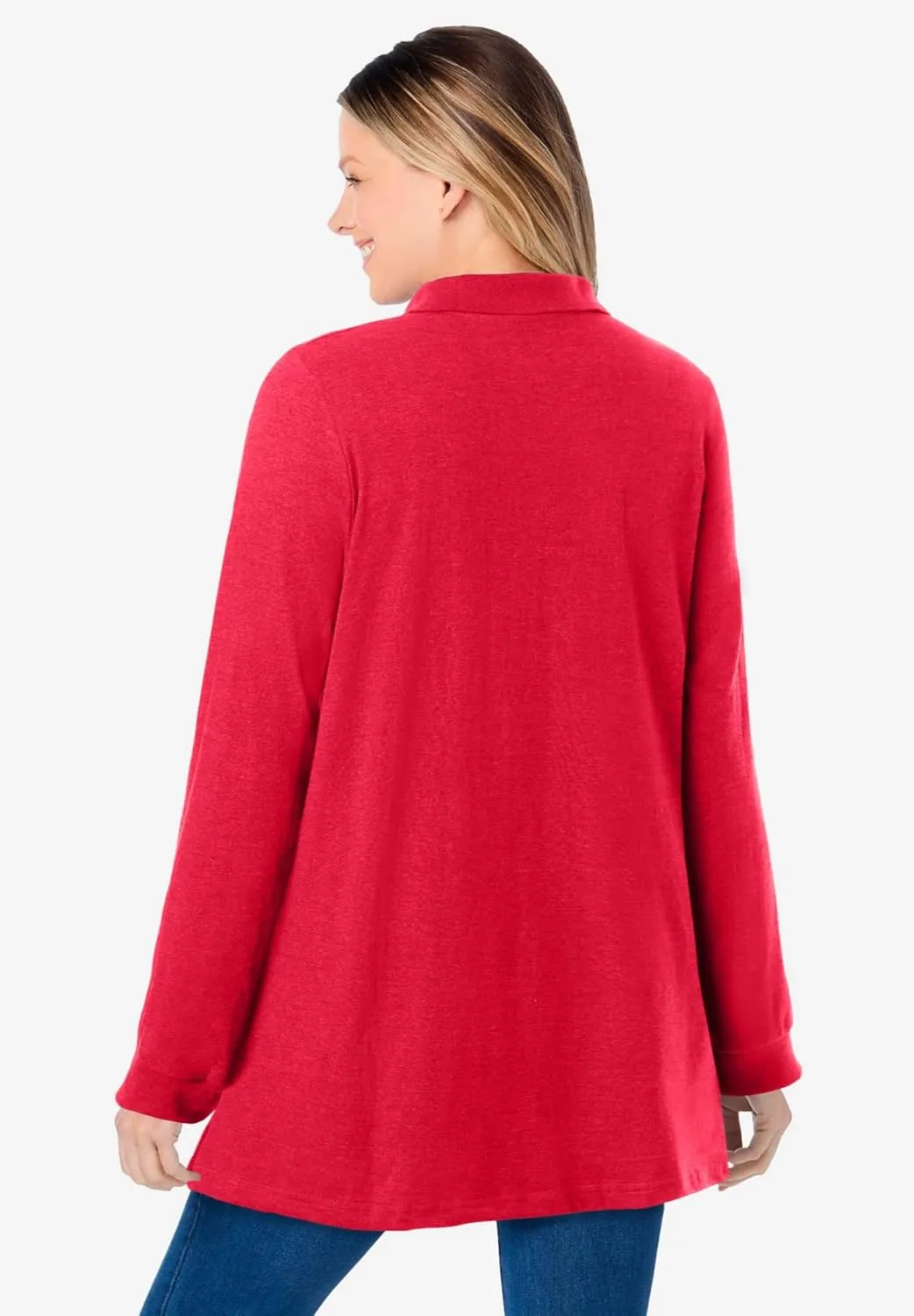 Woman Within Plus Size Long-Sleeve Polo Shirt