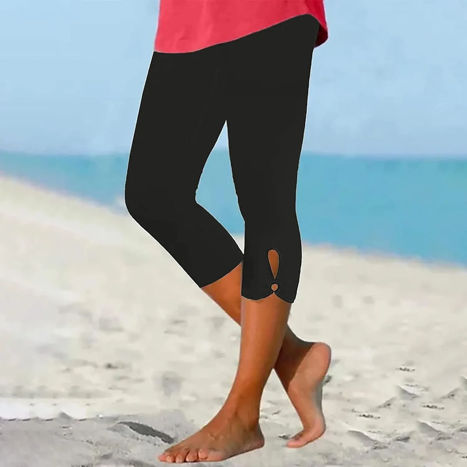 Women Capri Leggings 2024 Dressy Casual Summer Capris Knee Length Crop Pants Trendy Lightweight Ladies Clothing