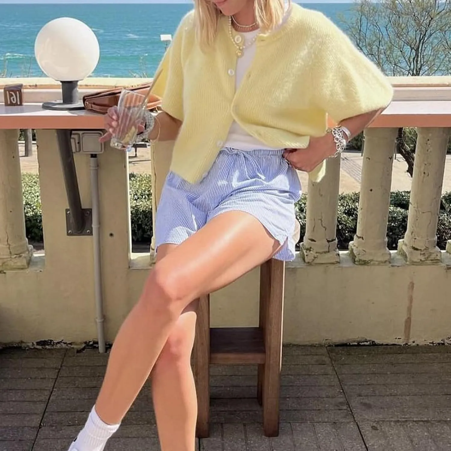 Women Knitted Crop Cardigan Sweater Short Sleeve Button Down Ribbed Knit Crop Top Blouse Y2k Pullover Tee Tops