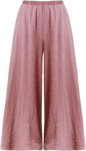 Women Linen Blend Summer Baggy Palazzo Lounge Pants High Waist Ankle Length Slim Fit Palazzo Lounge Pants Travel