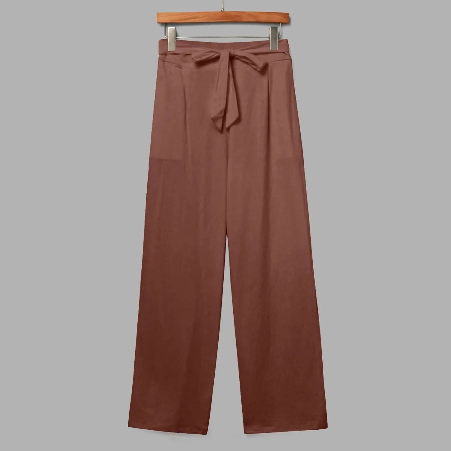 Women Linen Pants Casual Drawstring High Waisted Straight Leg Summer Pants Casual Comfy Beach Trouser with Pockets