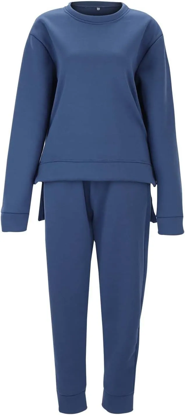 Women's 2 Piece Outfits Lounge Set Long Sleeve V Neck Drawstring Tracksuit Pullover Sweatshirt Jogger