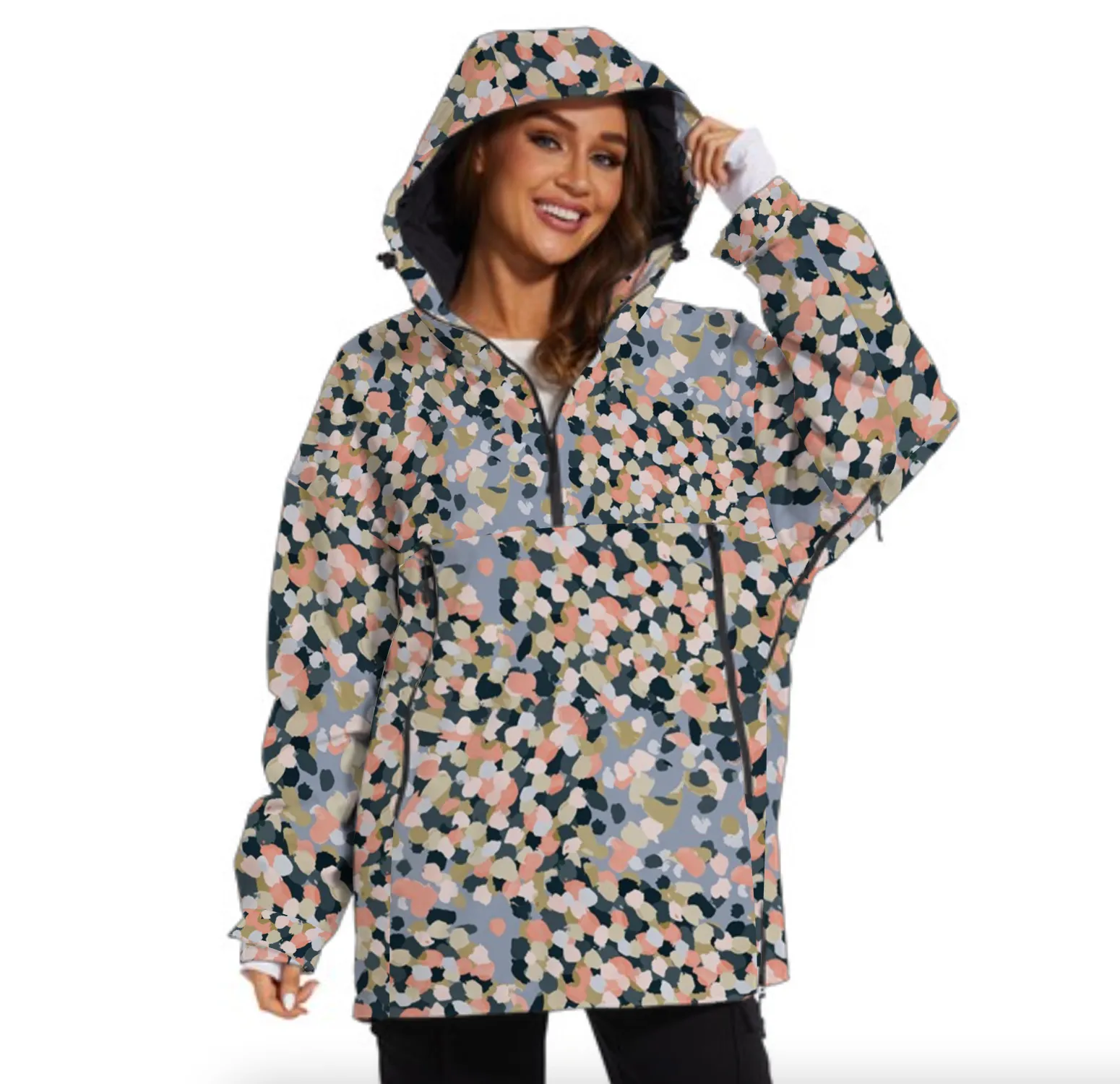 Women's Breckenridge Ski Snowboard Jacket, 3/4 Zip, Frosty Confetti