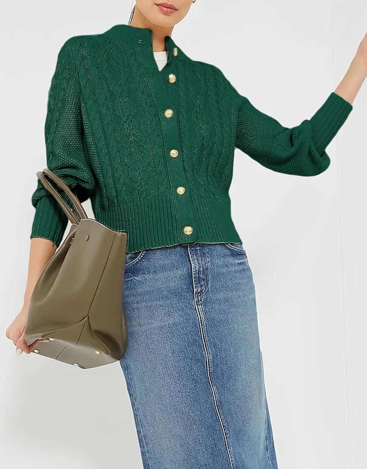 Women's Cardigan Sweater Button Down Long Sleeve Fall Jacket Short Chunky Knit Outerwear Coats Trendy Casual Outfits