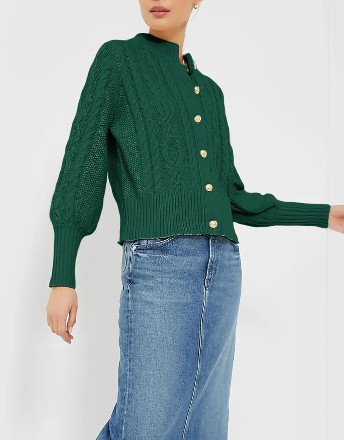 Women's Cardigan Sweater Button Down Long Sleeve Fall Jacket Short Chunky Knit Outerwear Coats Trendy Casual Outfits