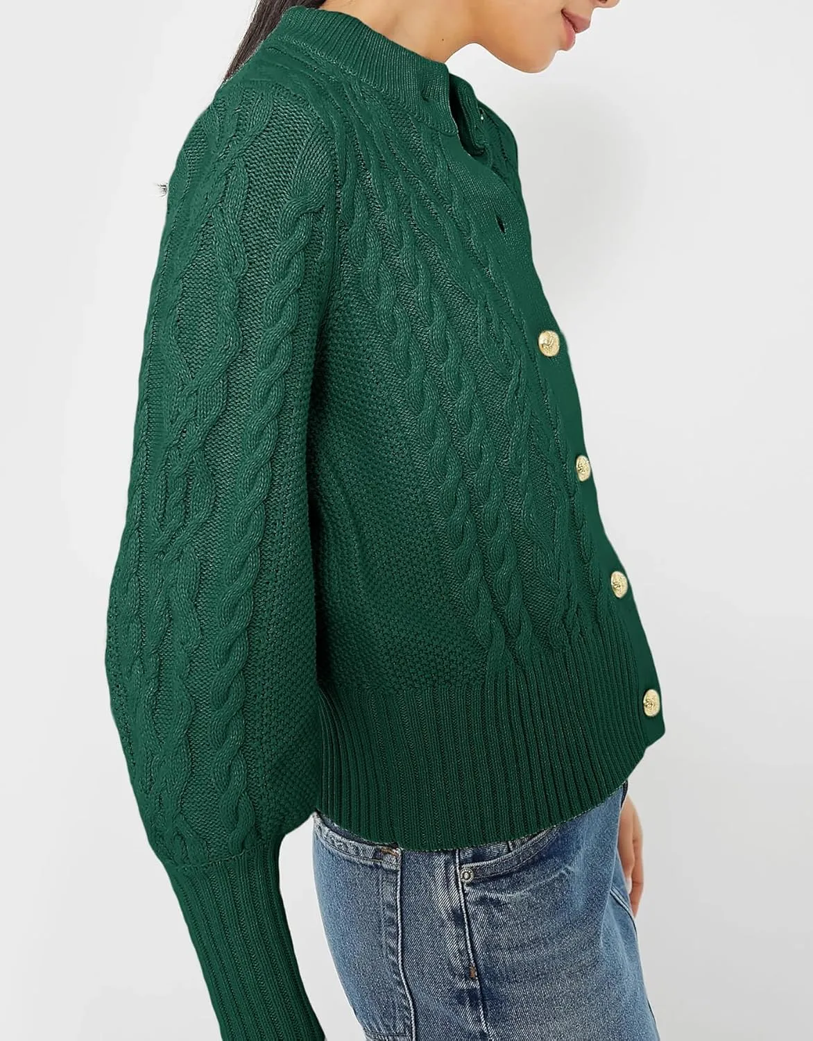 Women's Cardigan Sweater Button Down Long Sleeve Fall Jacket Short Chunky Knit Outerwear Coats Trendy Casual Outfits