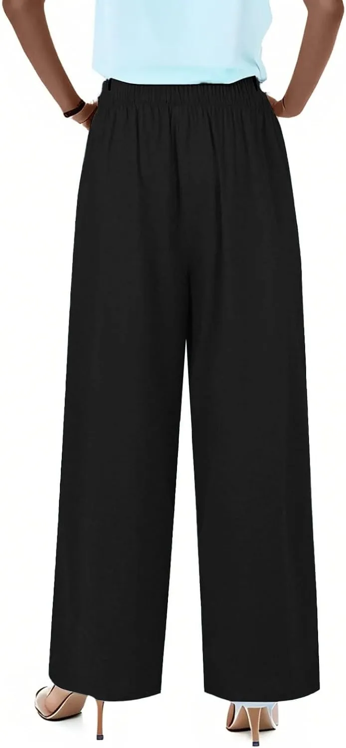 Womens Cargo Pants, Women's Hiking Pants Lounge Work Trousers High Waisted Linen Cotton Straight Leg Summer