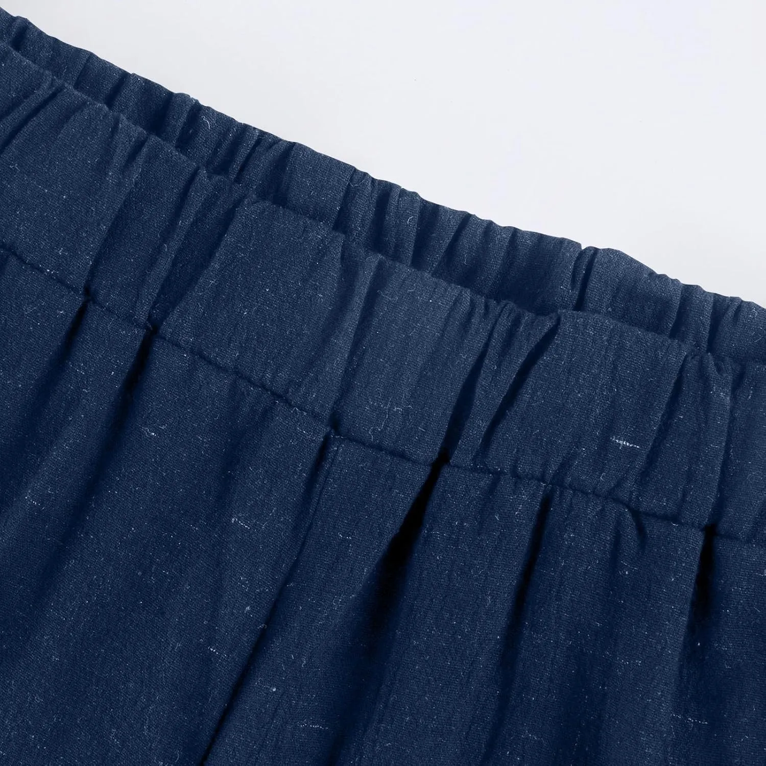 Womens Cotton Linen Capri Pants Summer Elastic Waist Plus Size Casual Pants Wide Leg Lightweight Capris with Pockets