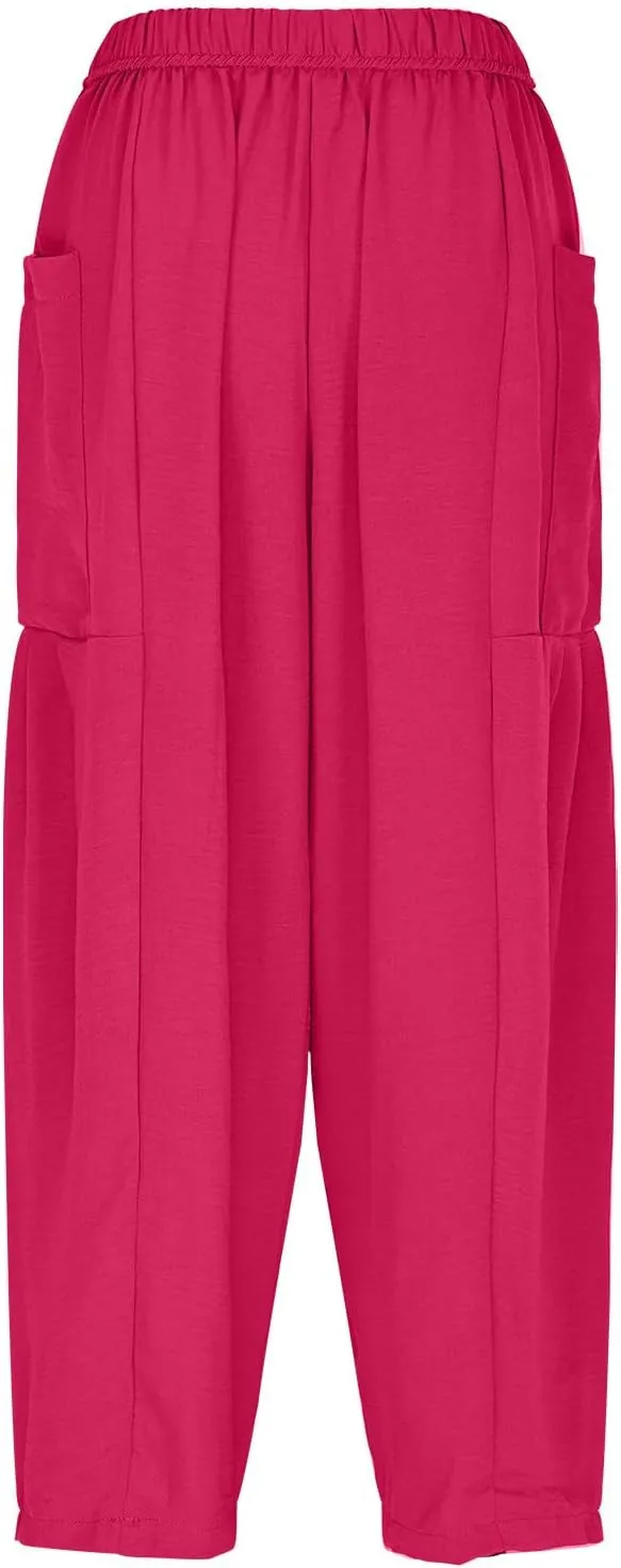 Women's Cotton Linen Harem Pants Loose Drawstring Lantern Pant Summer Business Casual Trousers Loose Travel Outfits