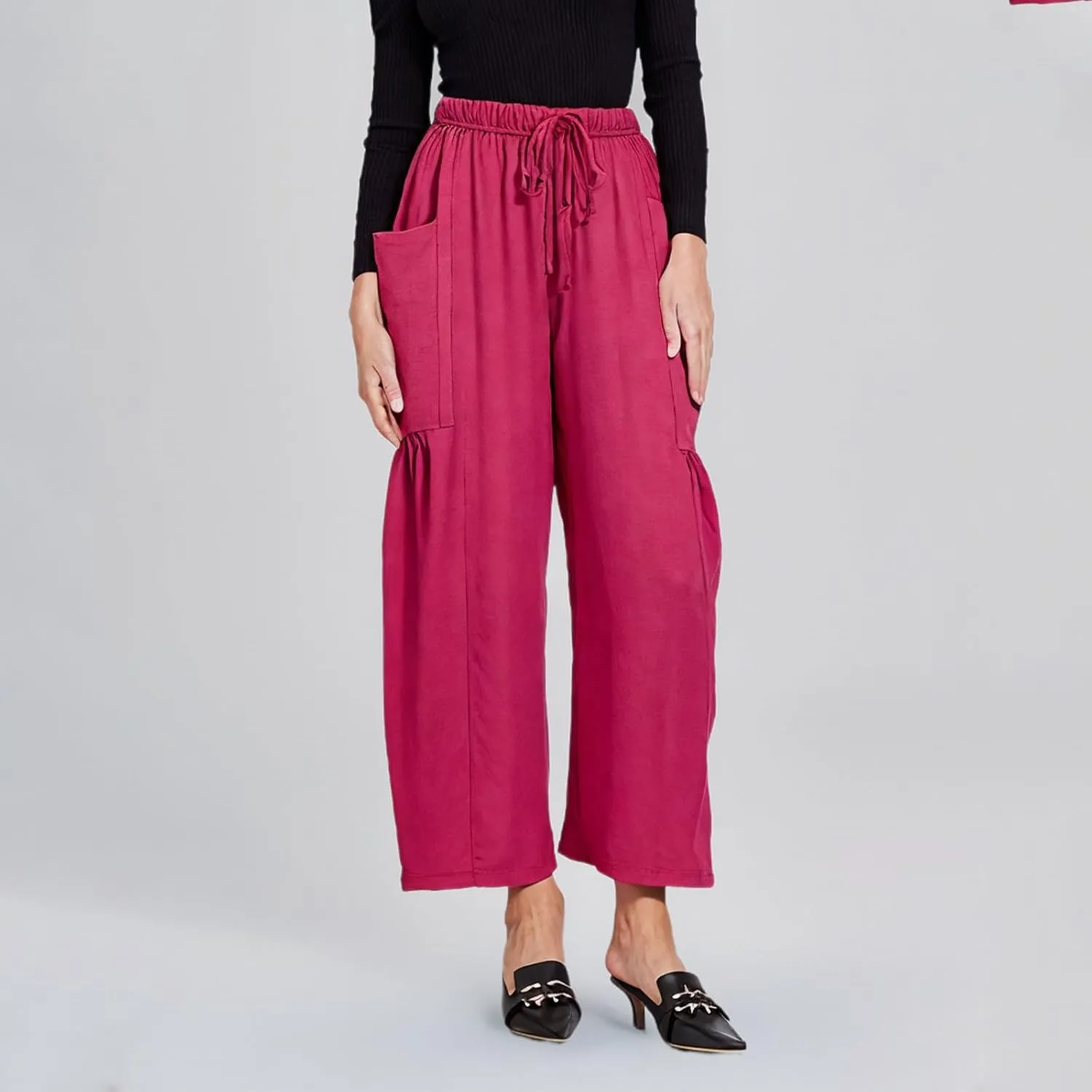 Women's Cotton Linen Harem Pants Loose Drawstring Lantern Pant Summer Business Casual Trousers Loose Travel Outfits