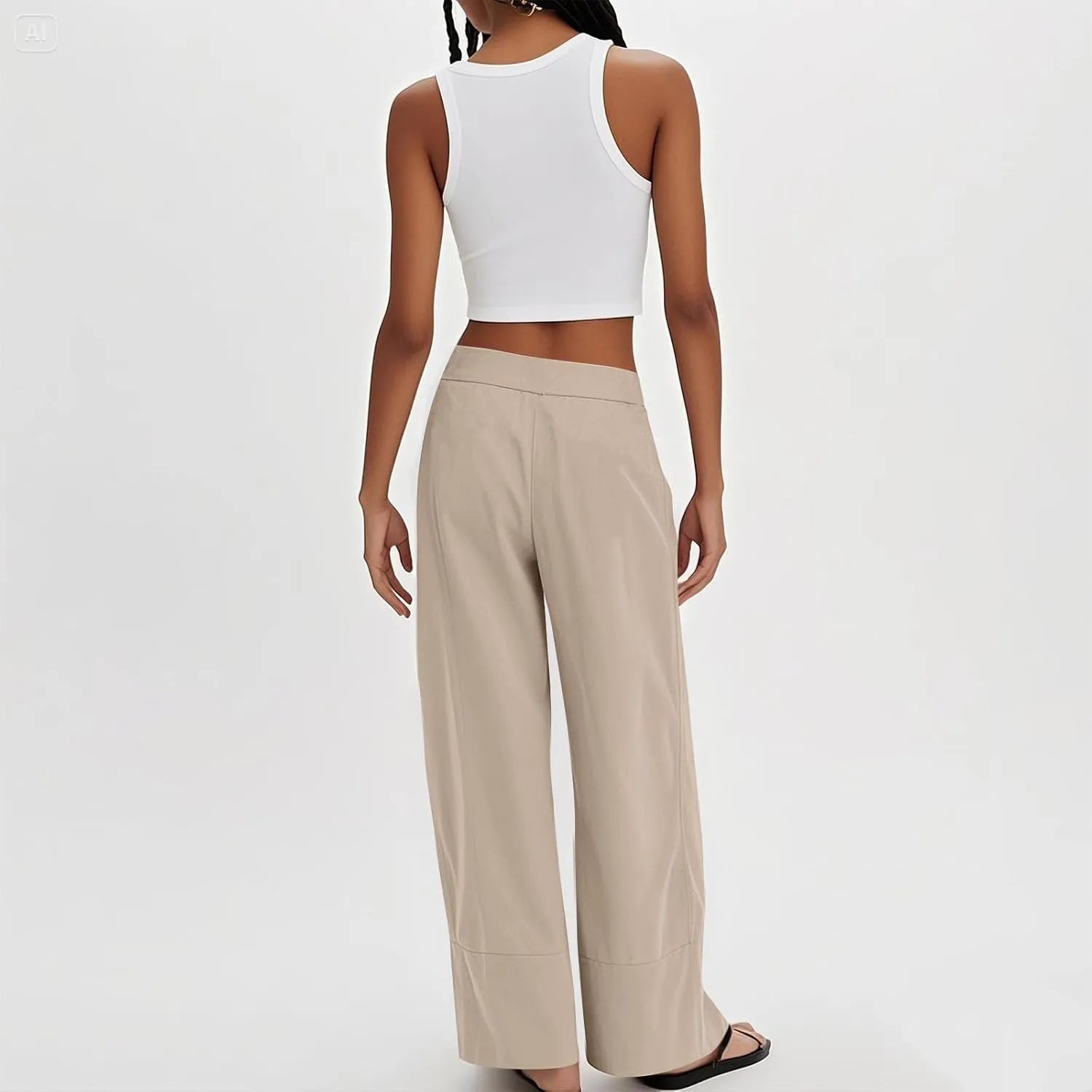 Women's Cotton Linen Palazzo Pants Summer Baggy Casual Wide Leg Pants High Waisted Flowy Lounge Trousers with Pockets
