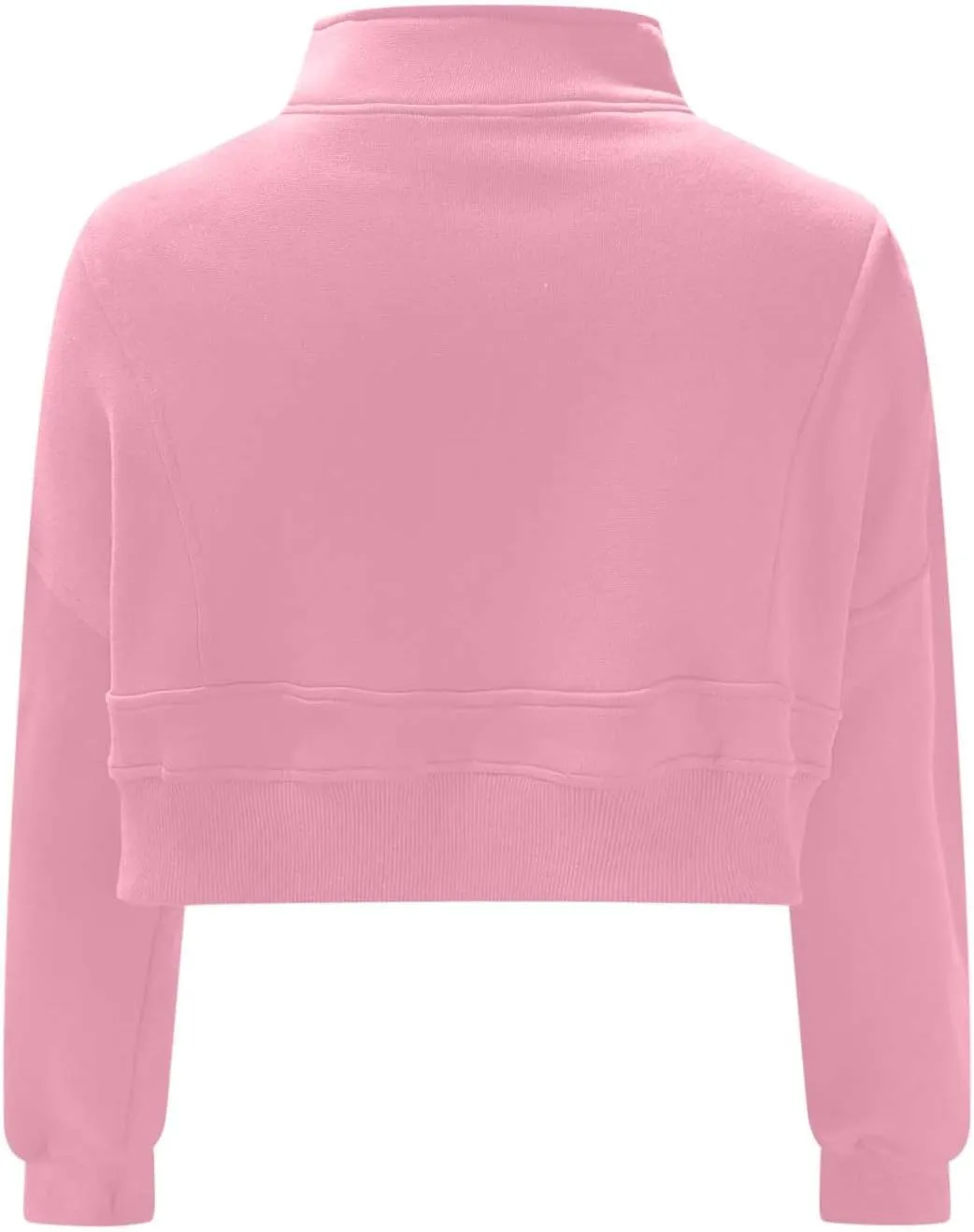 Women's Cute Pullover Half Zipper Cropped Sweatshirts, Winter Long Sleeve V Neck Knit, Fashion Hoodies Tops