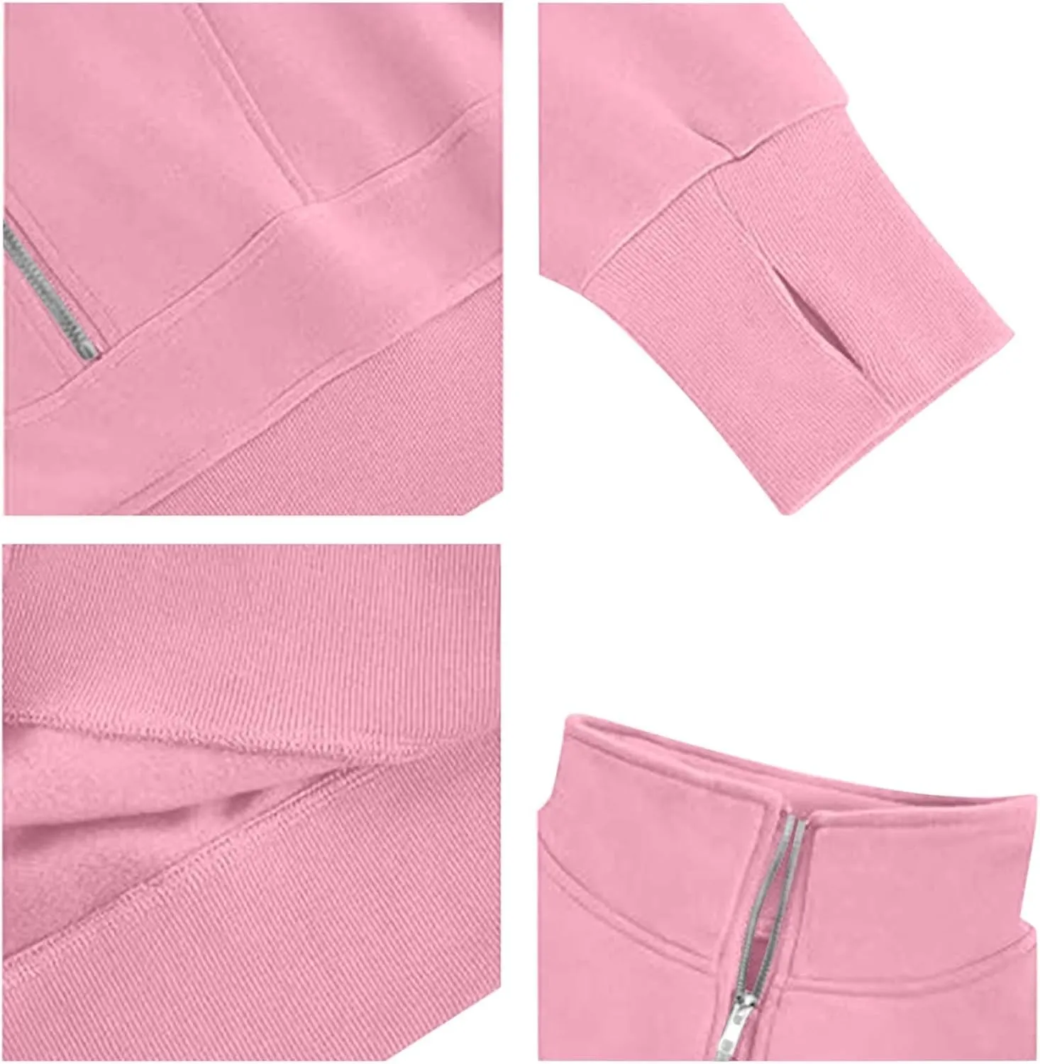 Women's Cute Pullover Half Zipper Cropped Sweatshirts, Winter Long Sleeve V Neck Knit, Fashion Hoodies Tops