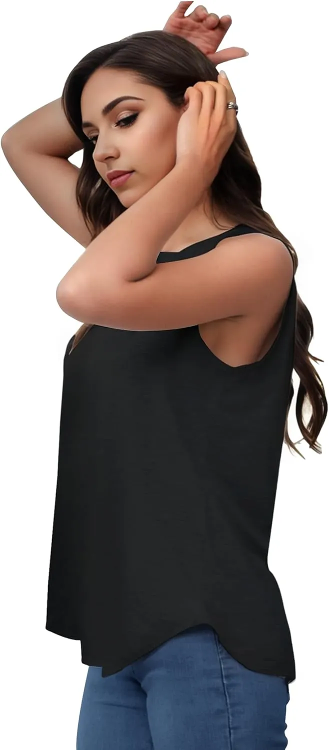 Womens Fashion Tank Tops Crewneck Loose Fit Basic Going Out Clothes Casual Summer Sleeveless Shirts for Women
