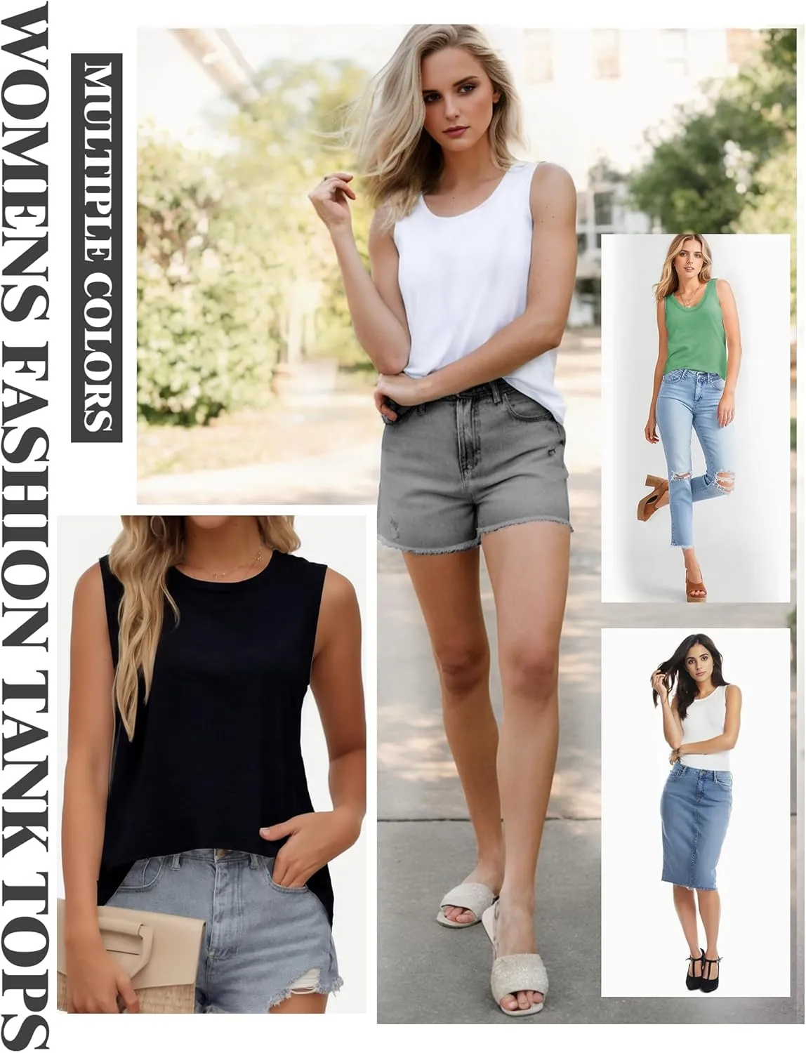 Womens Fashion Tank Tops Crewneck Loose Fit Basic Going Out Clothes Casual Summer Sleeveless Shirts for Women