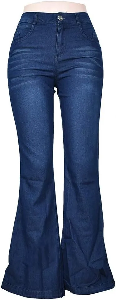 Women's Flare Bell Bottom Jeans High Waisted Casual Trendy Y2K Denim Pants Pocket Stretchy Sexy Classic Bootcut Pant