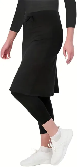 Womens Golf Skirts with Leggings, Knee Length Tennis Skorts with Pockets Stretchy Waisted Long Skorts with Yoga Pants