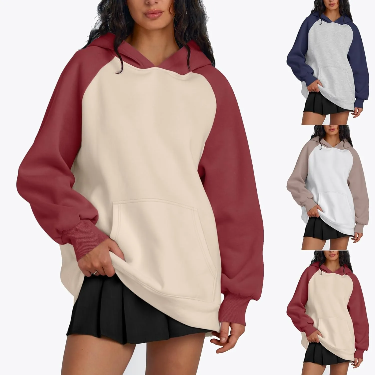 Womens Oversized Hoodies Fleece Casual Sweatshirts Basic Long Sleeve Sweaters Pullover 2024 Fall Winter Outfits