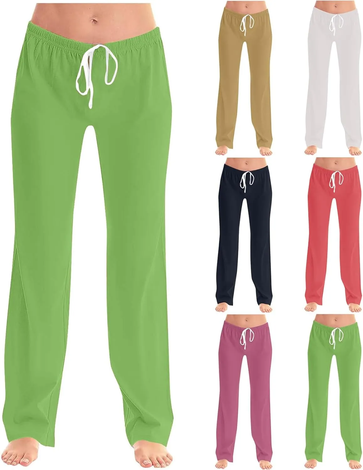Women's Pajama Pants High Waist Wide Leg Sleep Bottoms Soft Stretchy Comfy Lounge Pant Trouser with Drawstring Pockets