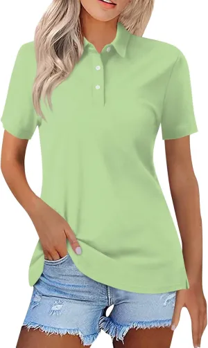Womens Polo Shirts Trendy Short Sleeve Button Down Shirts Summer Tops for Women Lightweight Dressy Casual Blouses