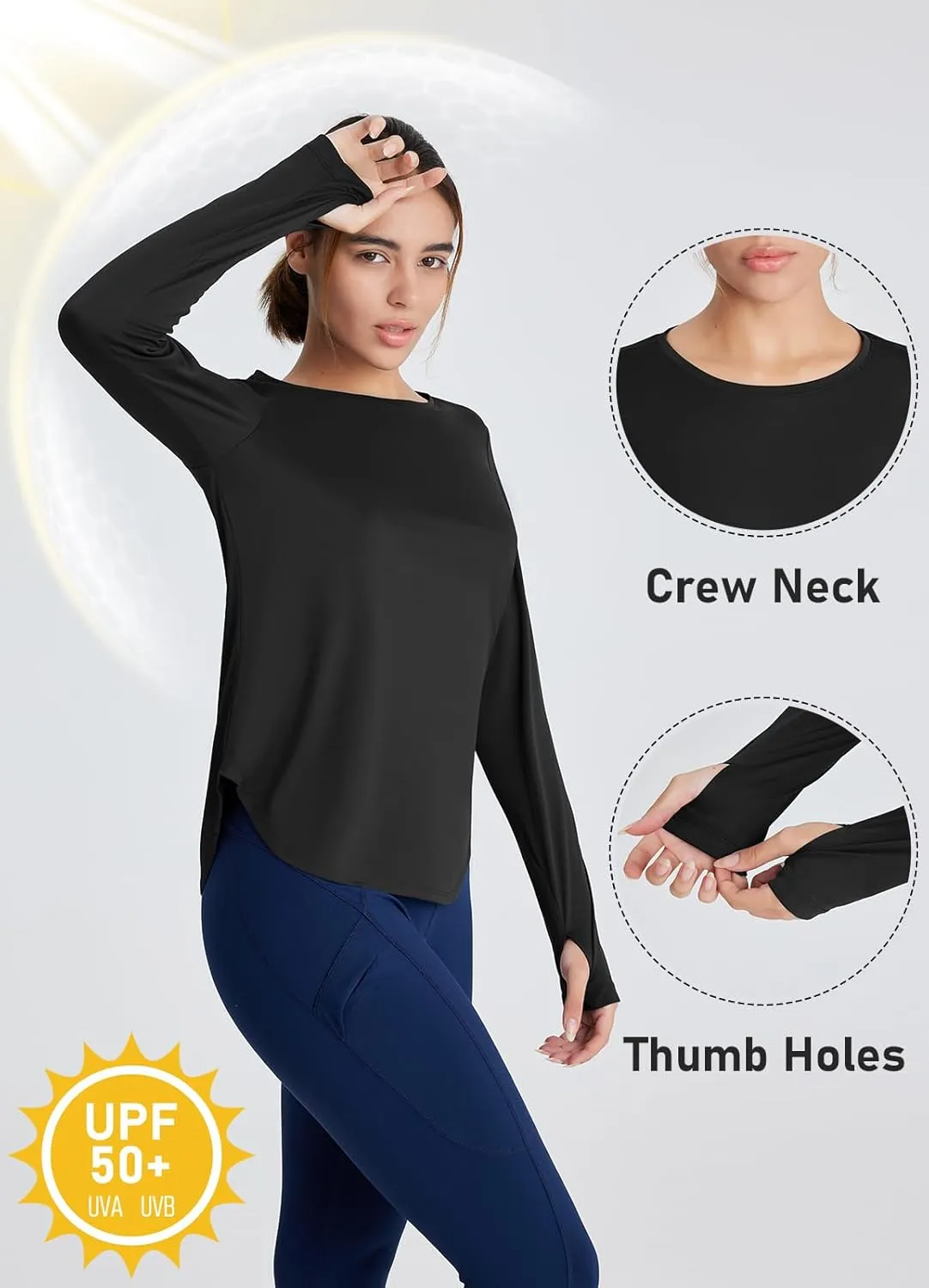 Women's Rash Guard Long Sleeve UV Sun Protection Shirts with Thin Hoodie UPF 50  Lightweight SPF Tops for Hiking