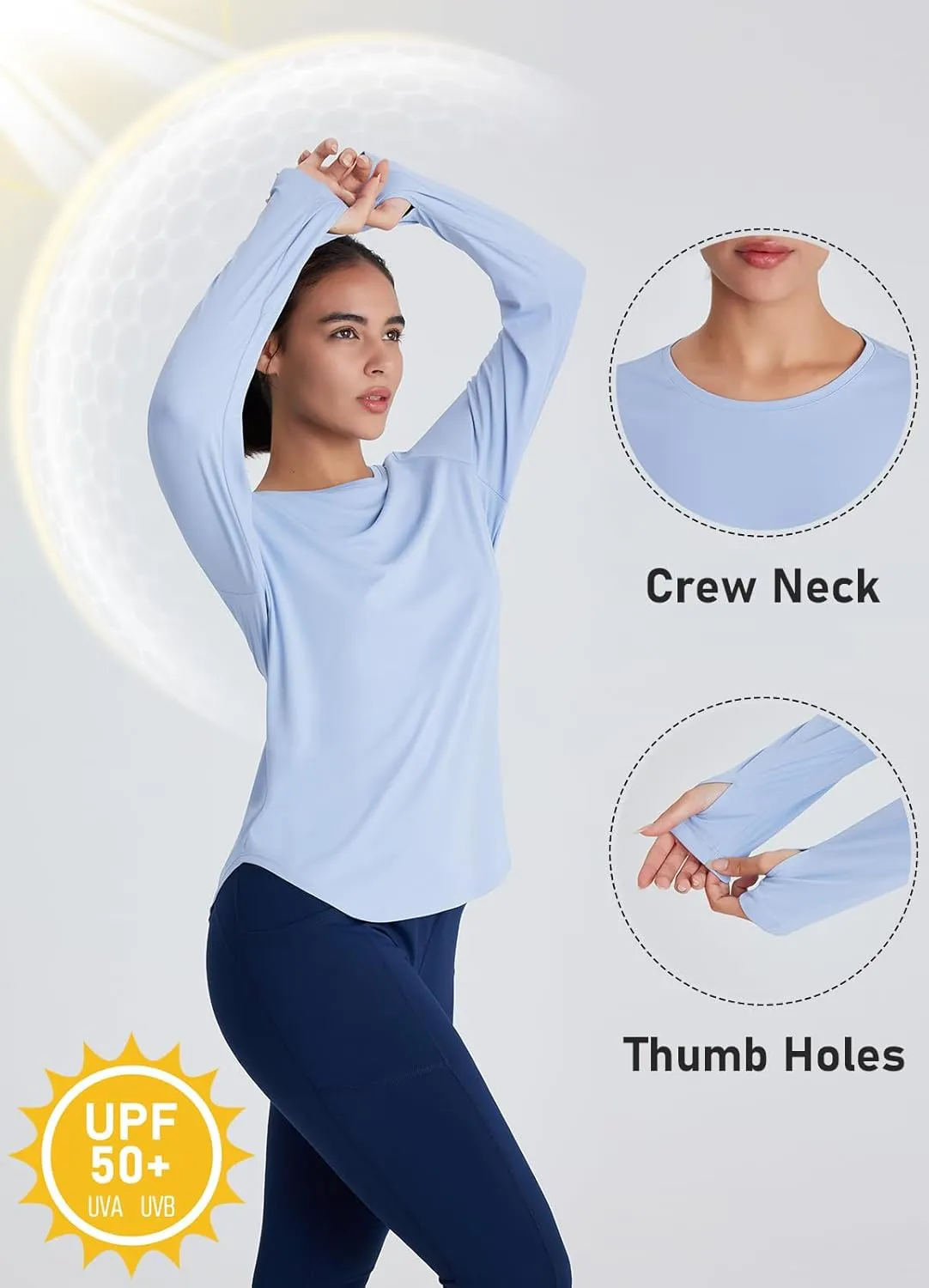 Women's Rash Guard Long Sleeve UV Sun Protection Shirts with Thin Hoodie UPF 50  Lightweight SPF Tops for Hiking