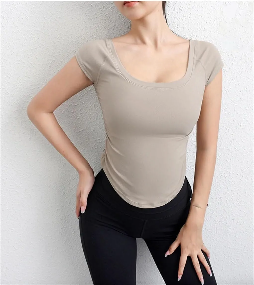 Women's Short Sleeve T-Shirts Breathable Quick Dry Unning Training Tight Sports T-Shirt