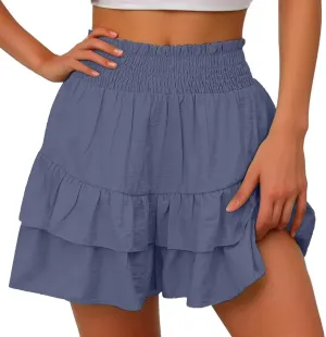 Womens Skorts Summer Casual Boho Flowy Skirt Shorts High Waist Mini Skirts Ruffle Tiered Golf Tennis Y2K Clothes