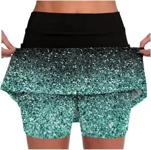 Womens Skorts with Pockets Tummy Control Plus Size Skorts High Waist Athletic Sports Pants Skirt Casual Shorts