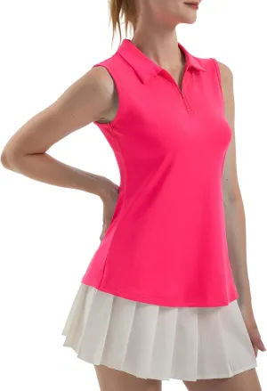 Women's Sleeveless Polo Golf Tennis Shirt Tank Tops T-Shirts V-Neck with Collar Quick Dry Workout Athletic