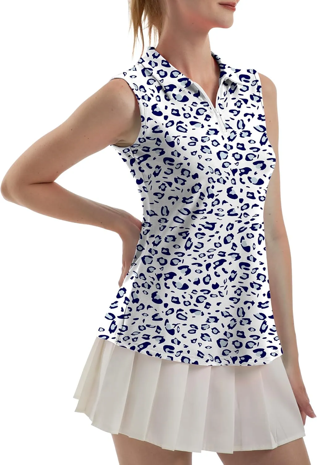 Women's Sleeveless Polo Golf Tennis Shirt Tank Tops T-Shirts V-Neck with Collar Quick Dry Workout Athletic