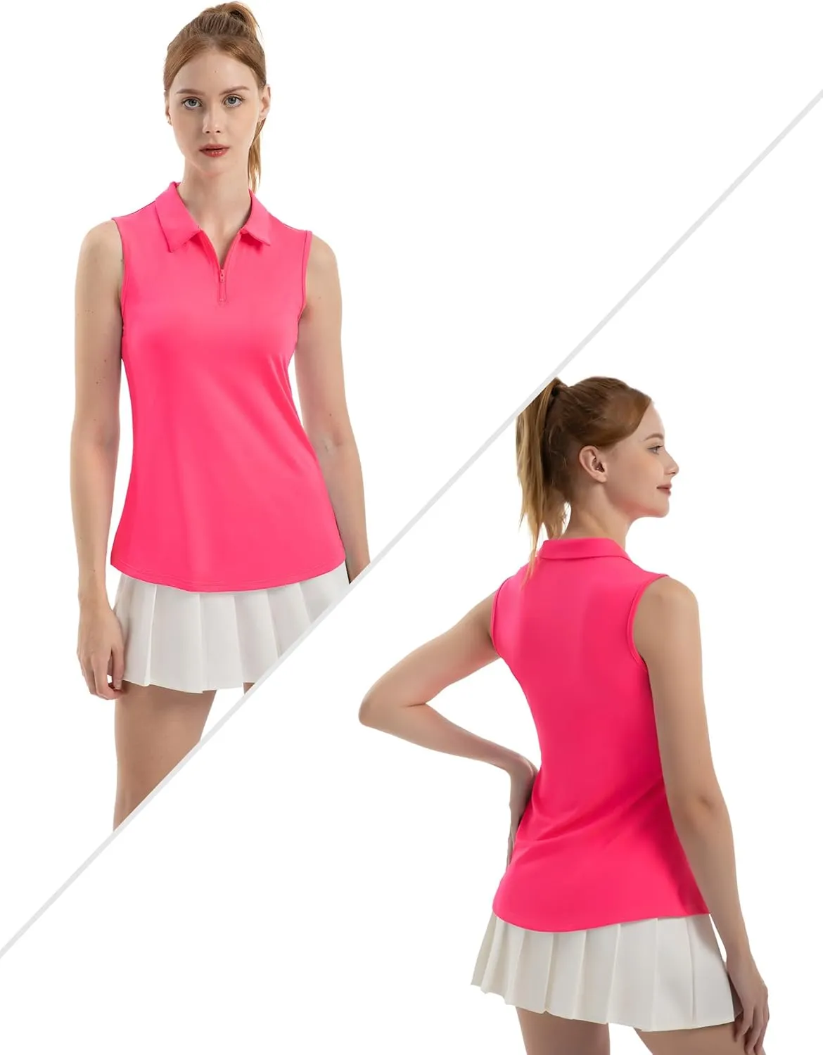 Women's Sleeveless Polo Golf Tennis Shirt Tank Tops T-Shirts V-Neck with Collar Quick Dry Workout Athletic