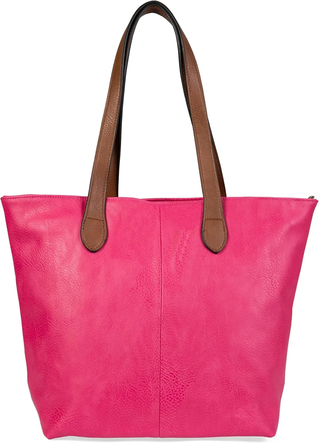 Womens Soft Vegan Leather Tote  Lightweight Medium Shoulder Purse with Zip Closure  Brook
