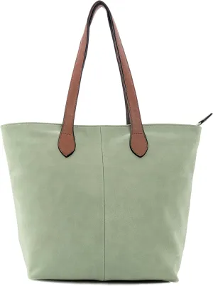Womens Soft Vegan Leather Tote  Lightweight Medium Shoulder Purse with Zip Closure  Brook