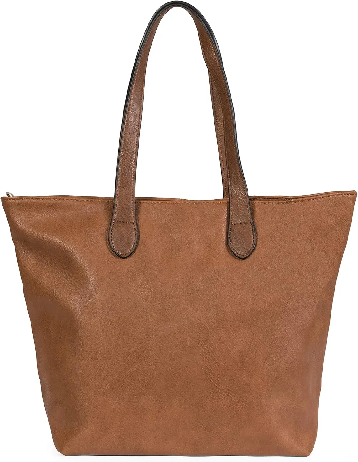 Womens Soft Vegan Leather Tote  Lightweight Medium Shoulder Purse with Zip Closure  Brook