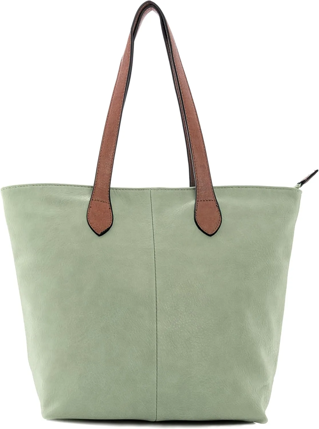 Womens Soft Vegan Leather Tote  Lightweight Medium Shoulder Purse with Zip Closure  Brook