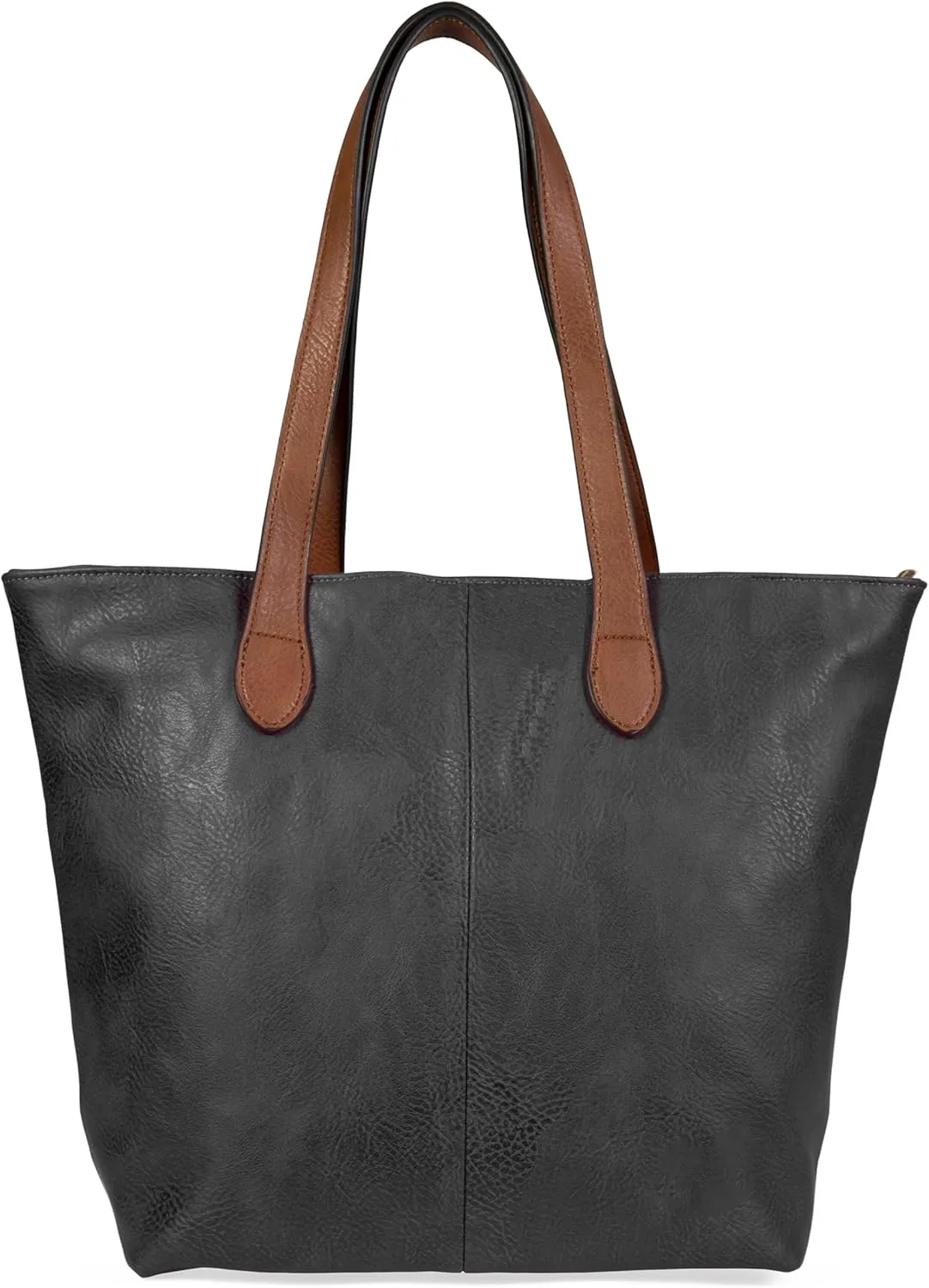 Womens Soft Vegan Leather Tote  Lightweight Medium Shoulder Purse with Zip Closure  Brook
