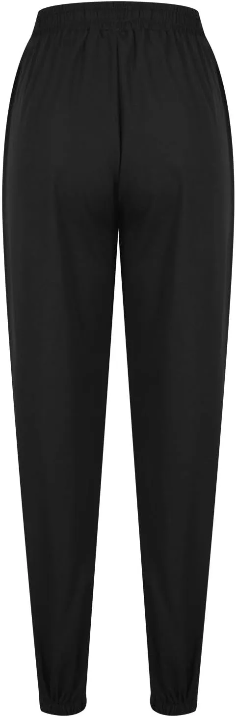Women's Solid Cotton Linen Long Pants - Drawstring Waist Tapered Straight Leg Casual Loose Fit Trousers 2025 Summer