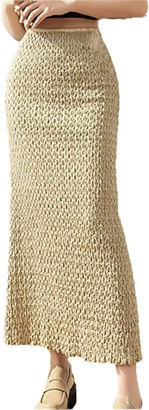 Women's Spring Summer Long Skirts Vintage High Waist Solid Color Pencil Skirts