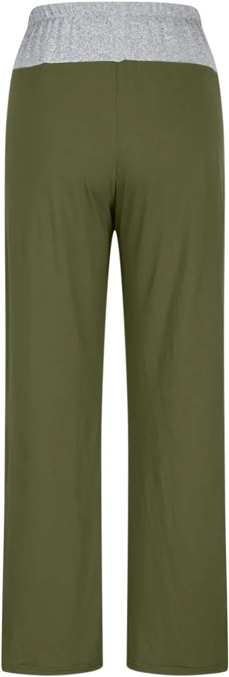 Women's Sweatpant Yoga Leggings Side Striped High Waist Stretch Comfy Jogger Gym Sport Workout Pants Trousers Slacks