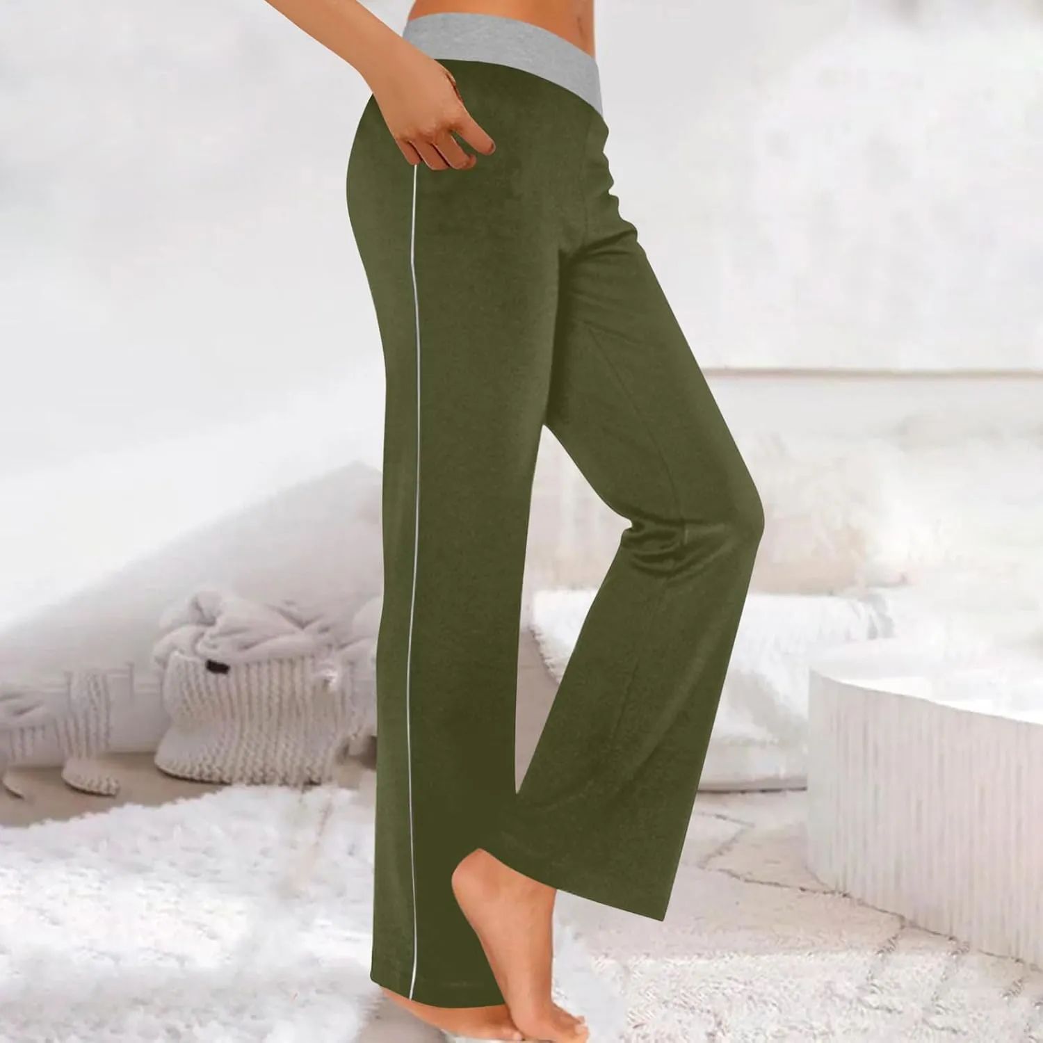 Women's Sweatpant Yoga Leggings Side Striped High Waist Stretch Comfy Jogger Gym Sport Workout Pants Trousers Slacks