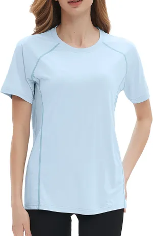 Women's Swim Shirt Short Sleeve UPF 50  UV Protection Quick Dry Athletic Yoga Workout Shirts Running Gym Tee Top
