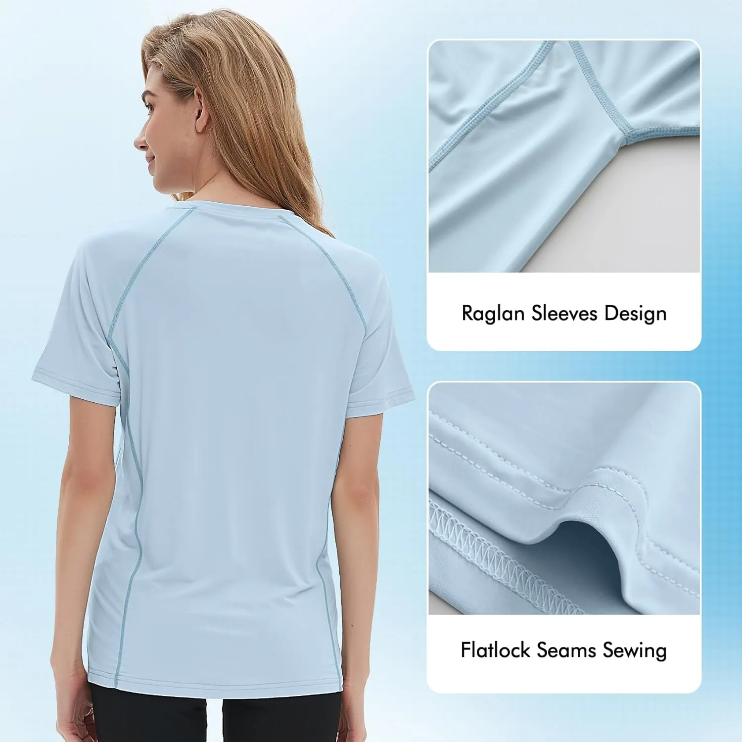 Women's Swim Shirt Short Sleeve UPF 50  UV Protection Quick Dry Athletic Yoga Workout Shirts Running Gym Tee Top