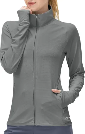Women's UPF 50  UV Sun Protection Clothing Long Sleeve Athletic Hiking Shirts Lightweight SPF Zip Up Outdoor Jacket
