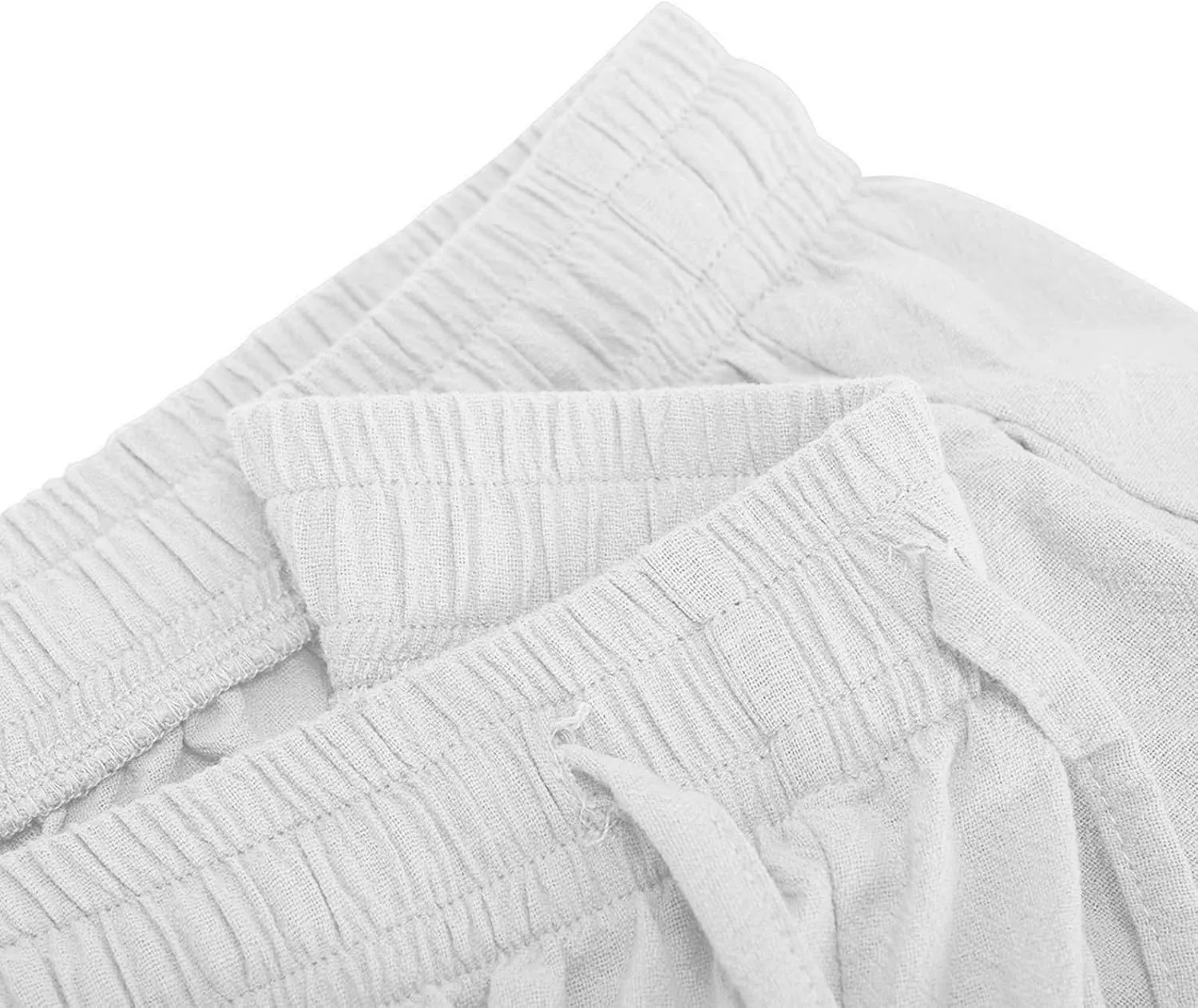 Womens Wide Leg Linen Pants Casual Summer Elastic Waist Loose Palazzo Trousers Flowy Beach Lounge Pants with Pockets