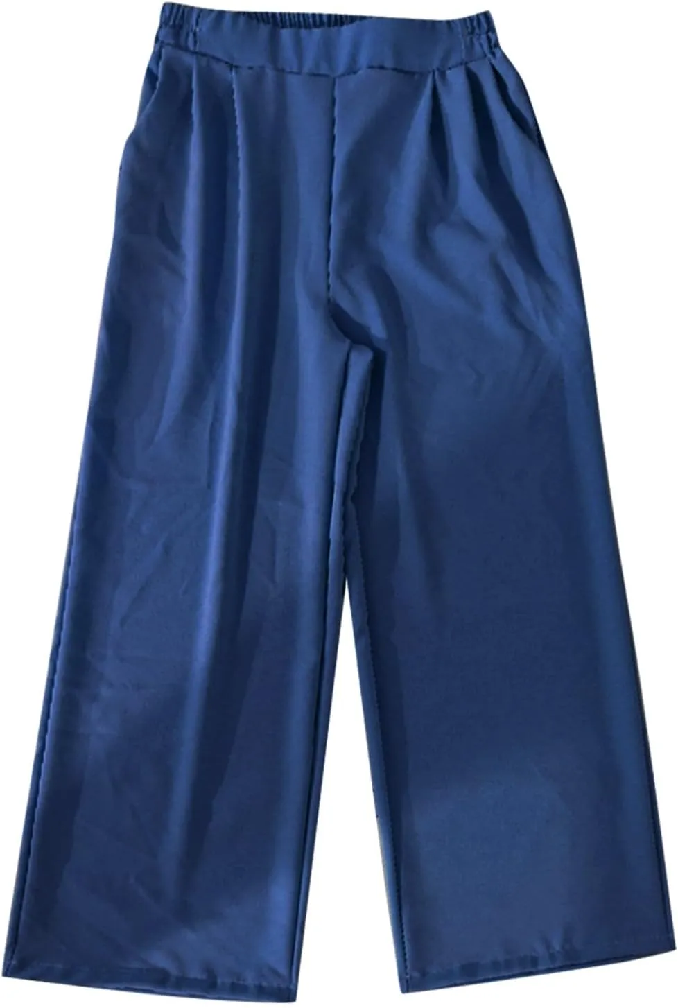 Women's Wide Leg Work Pants High Waist Elastic Dress Lightweight Palazzo Pant Business Casual Trousers with Pockets