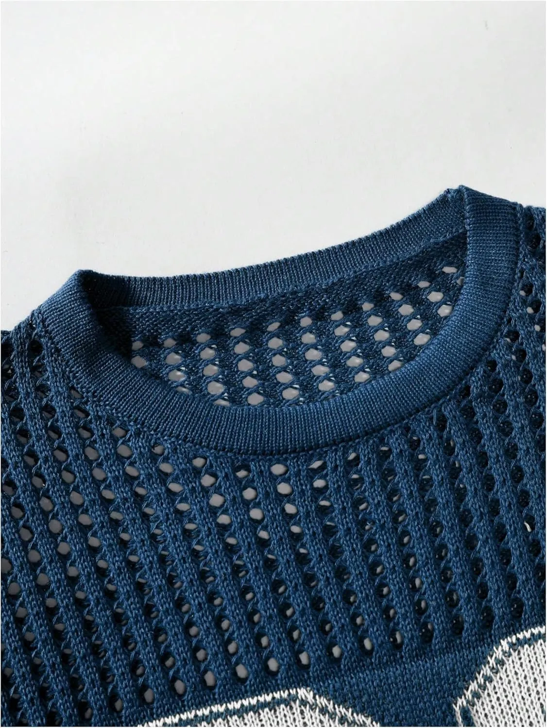Women's Y2K Jersey Shirts Oversized Number Crochet Hollow Out Jersey Tee Sweater Crew Neck Short Sleeve Knit T Shirts